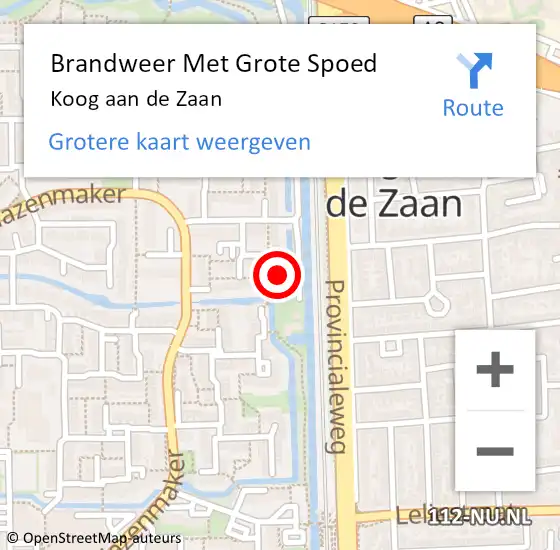 Locatie op kaart van de 112 melding: Brandweer Met Grote Spoed Naar Koog aan de Zaan op 12 oktober 2022 13:04