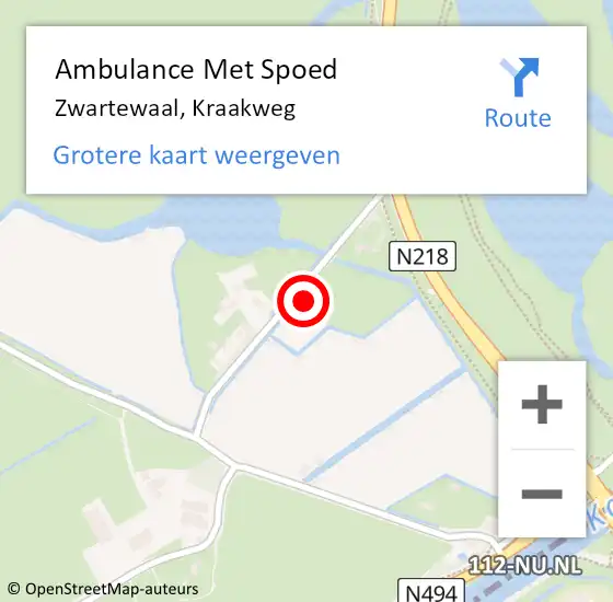 Locatie op kaart van de 112 melding: Ambulance Met Spoed Naar Zwartewaal, Kraakweg op 12 oktober 2022 13:12