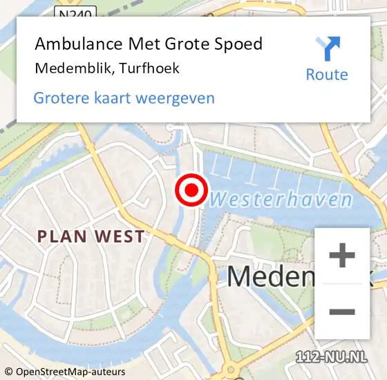 Locatie op kaart van de 112 melding: Ambulance Met Grote Spoed Naar Medemblik, Turfhoek op 12 oktober 2022 13:27