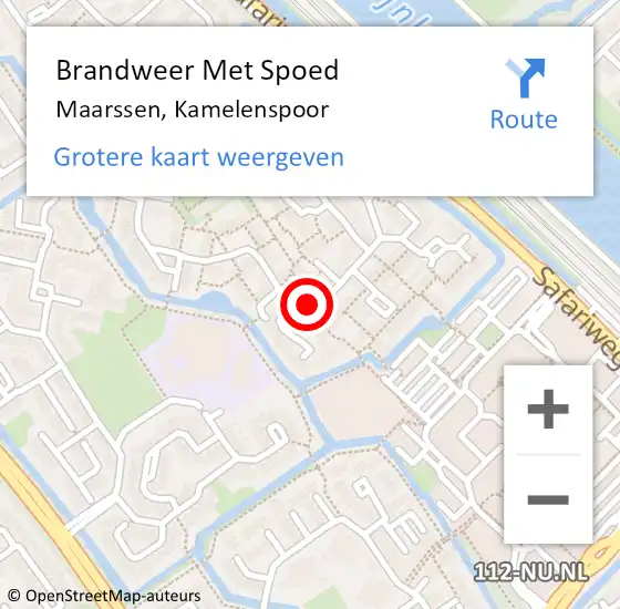 Locatie op kaart van de 112 melding: Brandweer Met Spoed Naar Maarssen, Kamelenspoor op 12 oktober 2022 13:53