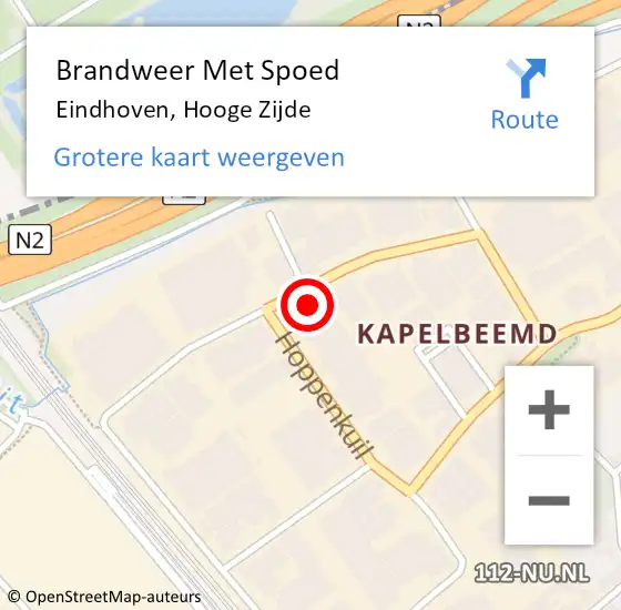 Locatie op kaart van de 112 melding: Brandweer Met Spoed Naar Eindhoven, Hooge Zijde op 12 oktober 2022 13:59