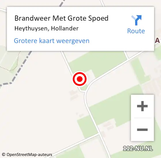 Locatie op kaart van de 112 melding: Brandweer Met Grote Spoed Naar Heythuysen, Hollander op 12 oktober 2022 14:13