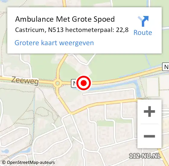 Locatie op kaart van de 112 melding: Ambulance Met Grote Spoed Naar Castricum, N513 hectometerpaal: 22,8 op 12 oktober 2022 14:18