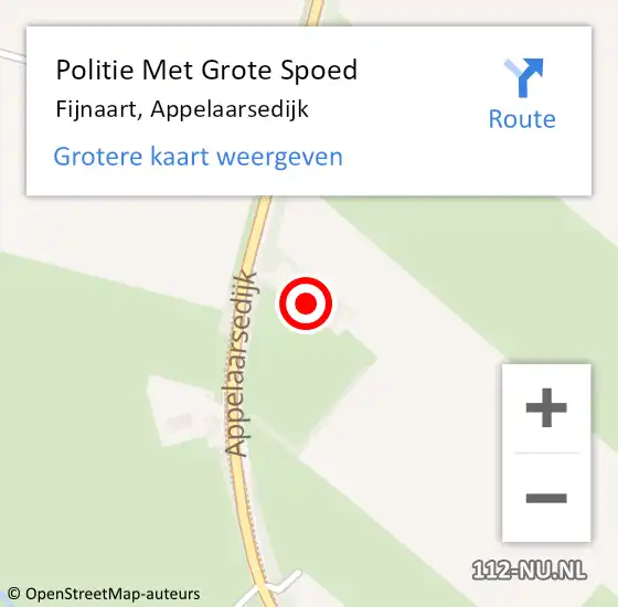 Locatie op kaart van de 112 melding: Politie Met Grote Spoed Naar Fijnaart, Appelaarsedijk op 12 oktober 2022 14:18