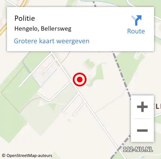 Locatie op kaart van de 112 melding: Politie Hengelo, Bellersweg op 12 oktober 2022 14:21