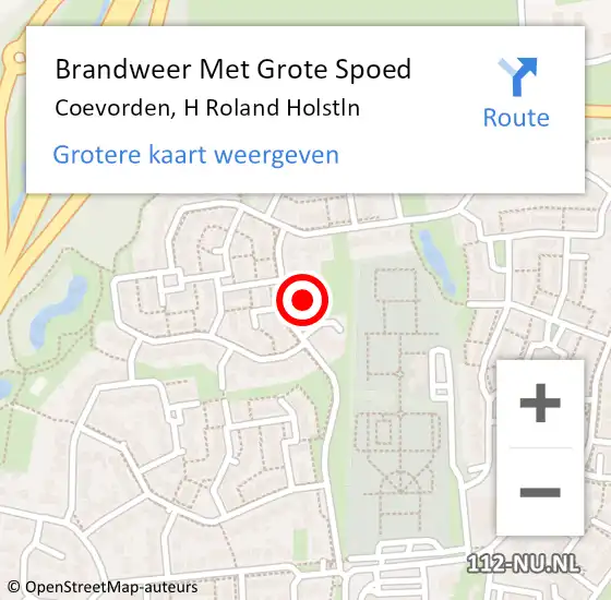 Locatie op kaart van de 112 melding: Brandweer Met Grote Spoed Naar Coevorden, H Roland Holstln op 12 oktober 2022 14:31