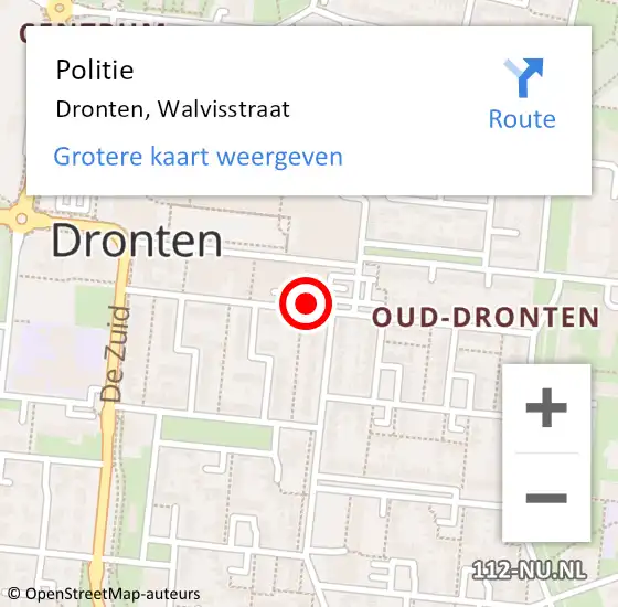 Locatie op kaart van de 112 melding: Politie Dronten, Walvisstraat op 12 oktober 2022 14:31