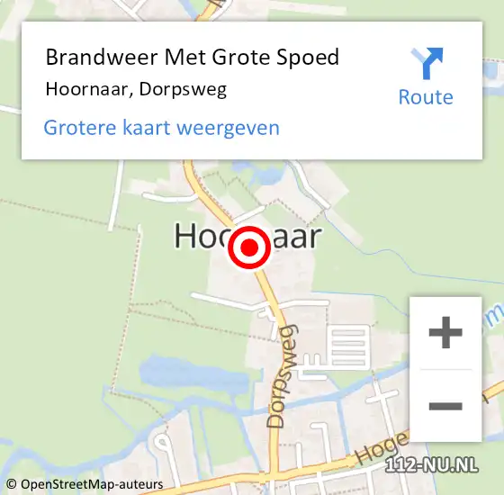Locatie op kaart van de 112 melding: Brandweer Met Grote Spoed Naar Hoornaar, Dorpsweg op 12 oktober 2022 14:34