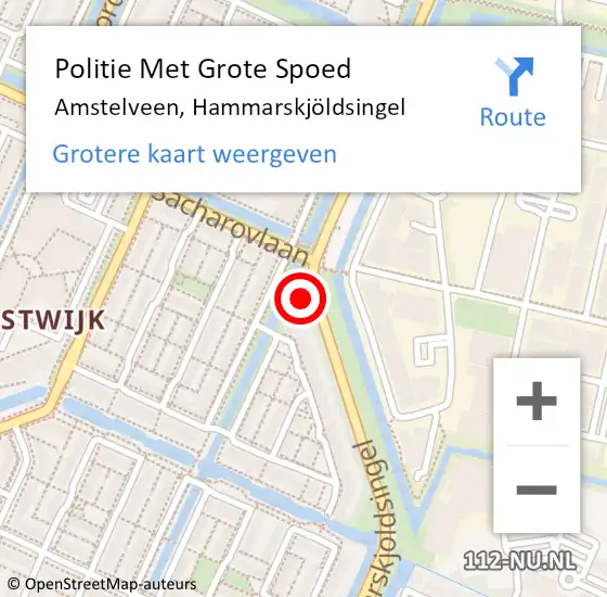 Locatie op kaart van de 112 melding: Politie Met Grote Spoed Naar Amstelveen, Hammarskjöldsingel op 12 oktober 2022 14:37