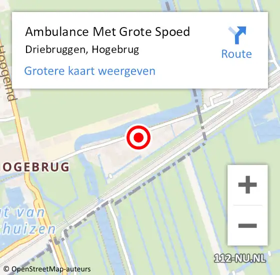 Locatie op kaart van de 112 melding: Ambulance Met Grote Spoed Naar Driebruggen, Hogebrug op 1 augustus 2014 10:20