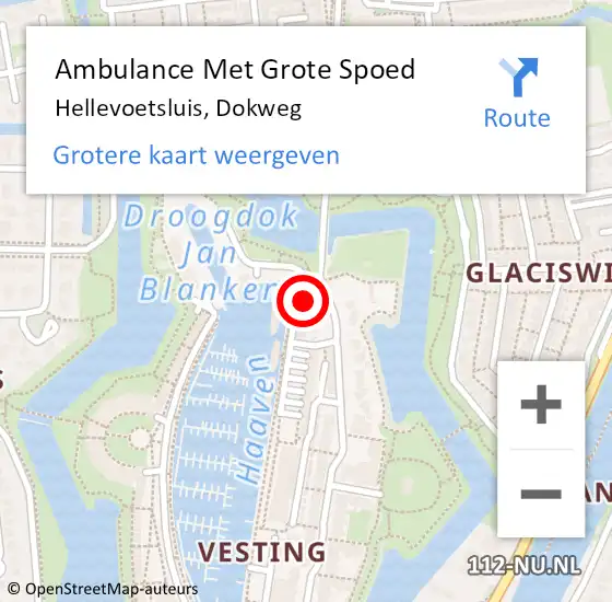 Locatie op kaart van de 112 melding: Ambulance Met Grote Spoed Naar Hellevoetsluis, Dokweg op 12 oktober 2022 15:10