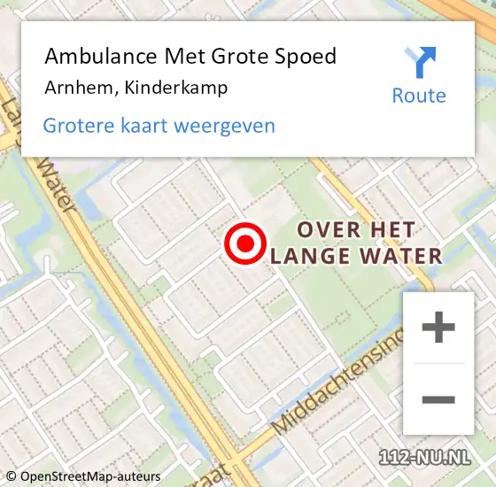 Locatie op kaart van de 112 melding: Ambulance Met Grote Spoed Naar Arnhem, Kinderkamp op 12 oktober 2022 15:21