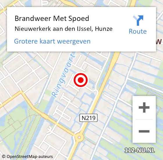 Locatie op kaart van de 112 melding: Brandweer Met Spoed Naar Nieuwerkerk aan den IJssel, Hunze op 12 oktober 2022 15:24