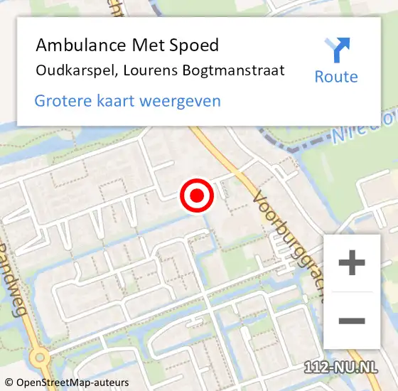 Locatie op kaart van de 112 melding: Ambulance Met Spoed Naar Oudkarspel, Lourens Bogtmanstraat op 12 oktober 2022 15:41