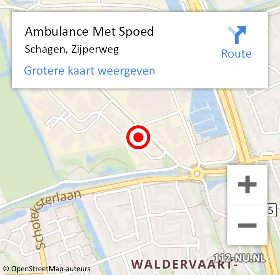 Locatie op kaart van de 112 melding: Ambulance Met Spoed Naar Schagen, Zijperweg op 12 oktober 2022 15:48