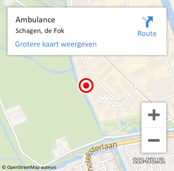 Locatie op kaart van de 112 melding: Ambulance Schagen, de Fok op 12 oktober 2022 15:49