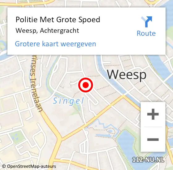 Locatie op kaart van de 112 melding: Politie Met Grote Spoed Naar Weesp, Achtergracht op 12 oktober 2022 15:54