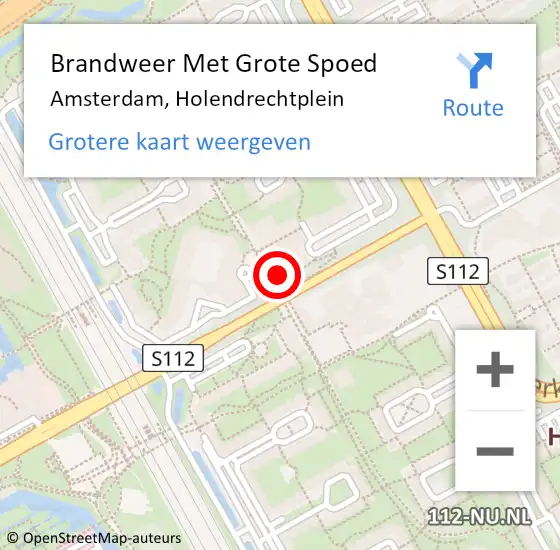 Locatie op kaart van de 112 melding: Brandweer Met Grote Spoed Naar Amsterdam-Zuidoost, Holendrechtplein op 12 oktober 2022 15:59