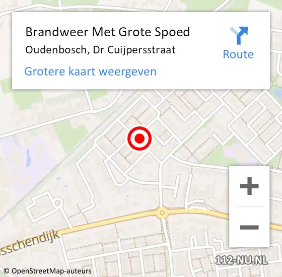 Locatie op kaart van de 112 melding: Brandweer Met Grote Spoed Naar Oudenbosch, Dr Cuijpersstraat op 12 oktober 2022 16:05