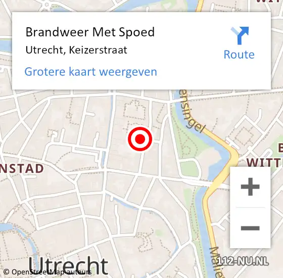 Locatie op kaart van de 112 melding: Brandweer Met Spoed Naar Utrecht, Keizerstraat op 12 oktober 2022 16:14