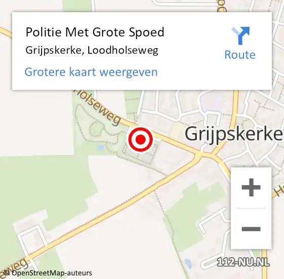 Locatie op kaart van de 112 melding: Politie Met Grote Spoed Naar Grijpskerke, Loodholseweg op 12 oktober 2022 16:28
