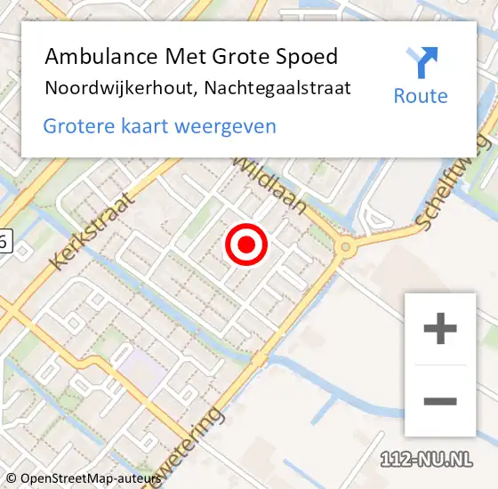 Locatie op kaart van de 112 melding: Ambulance Met Grote Spoed Naar Noordwijkerhout, Nachtegaalstraat op 12 oktober 2022 16:43