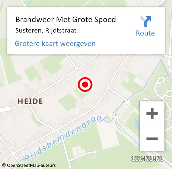 Locatie op kaart van de 112 melding: Brandweer Met Grote Spoed Naar Susteren, Rijdtstraat op 12 oktober 2022 16:43