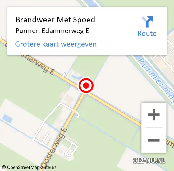 Locatie op kaart van de 112 melding: Brandweer Met Spoed Naar Purmer, Edammerweg E op 12 oktober 2022 16:48