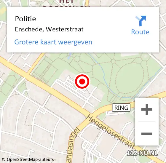 Locatie op kaart van de 112 melding: Politie Enschede, Westerstraat op 12 oktober 2022 16:51