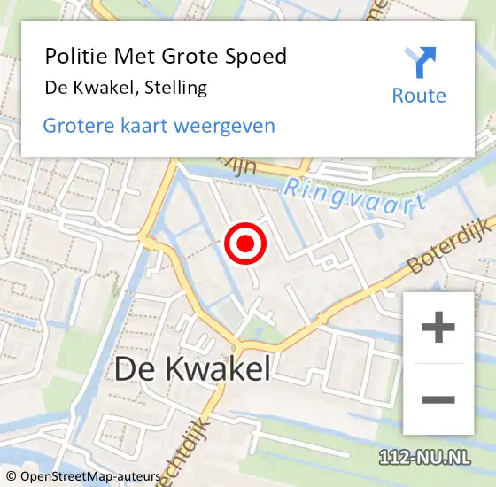 Locatie op kaart van de 112 melding: Politie Met Grote Spoed Naar De Kwakel, Stelling op 12 oktober 2022 16:53