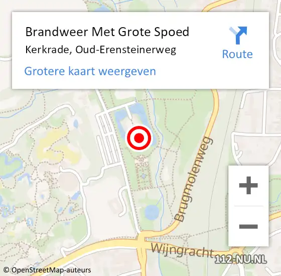 Locatie op kaart van de 112 melding: Brandweer Met Grote Spoed Naar Kerkrade, Oud-Erensteinerweg op 12 oktober 2022 17:13