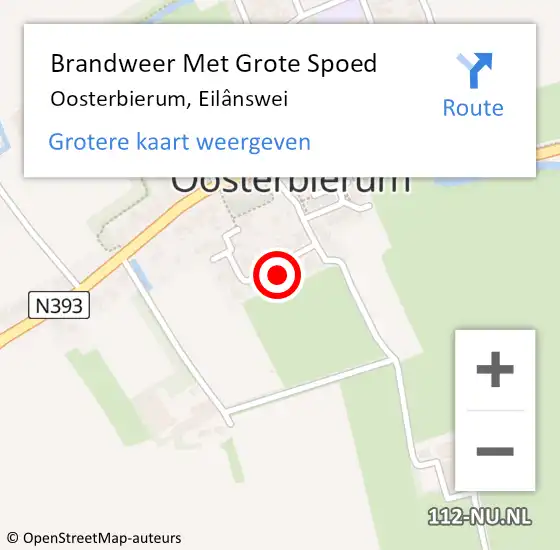 Locatie op kaart van de 112 melding: Brandweer Met Grote Spoed Naar Oosterbierum, Eilânswei op 12 oktober 2022 17:34