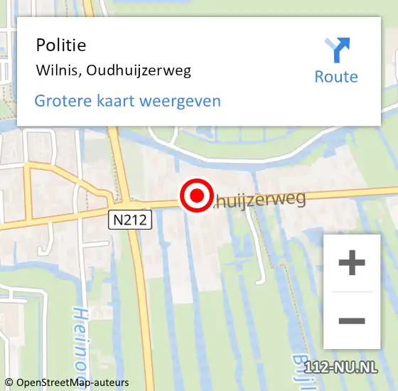 Locatie op kaart van de 112 melding: Politie Wilnis, Oudhuijzerweg op 12 oktober 2022 17:36
