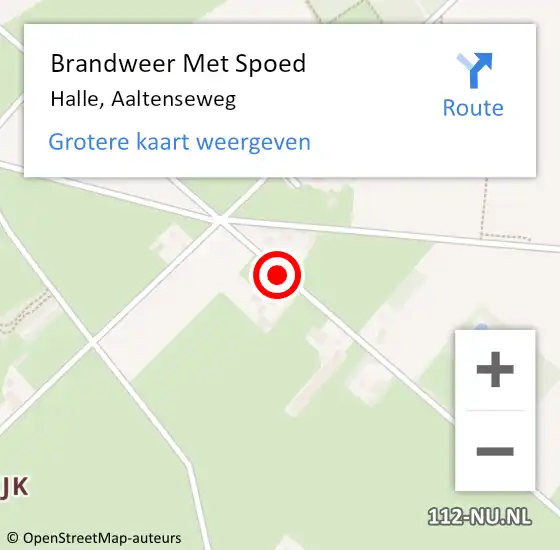 Locatie op kaart van de 112 melding: Brandweer Met Spoed Naar Halle, Aaltenseweg op 1 augustus 2014 10:41