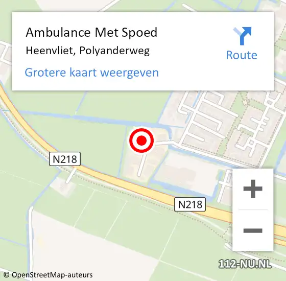 Locatie op kaart van de 112 melding: Ambulance Met Spoed Naar Heenvliet, Polyanderweg op 12 oktober 2022 18:08