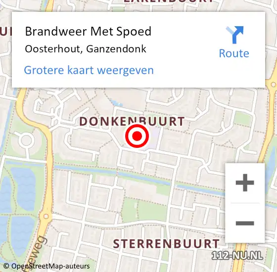 Locatie op kaart van de 112 melding: Brandweer Met Spoed Naar Oosterhout, Ganzendonk op 12 oktober 2022 18:12