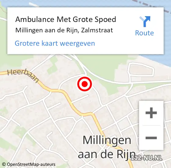 Locatie op kaart van de 112 melding: Ambulance Met Grote Spoed Naar Millingen aan de Rijn, Zalmstraat op 12 oktober 2022 18:27