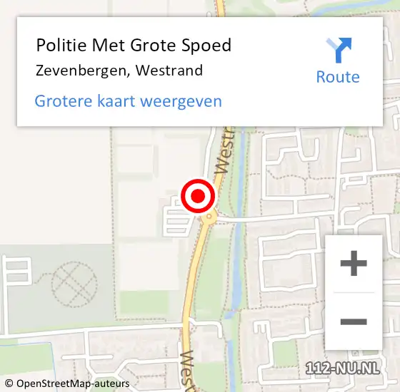 Locatie op kaart van de 112 melding: Politie Met Grote Spoed Naar Zevenbergen, Westrand op 12 oktober 2022 18:31