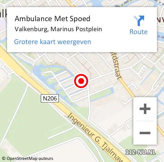 Locatie op kaart van de 112 melding: Ambulance Met Spoed Naar Valkenburg, Marinus Postplein op 12 oktober 2022 18:33