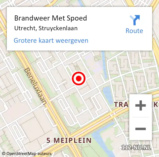 Locatie op kaart van de 112 melding: Brandweer Met Spoed Naar Utrecht, Struyckenlaan op 12 oktober 2022 18:43