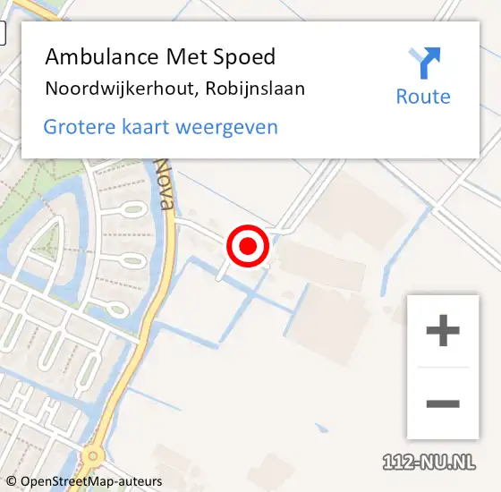 Locatie op kaart van de 112 melding: Ambulance Met Spoed Naar Noordwijkerhout, Robijnslaan op 12 oktober 2022 18:57