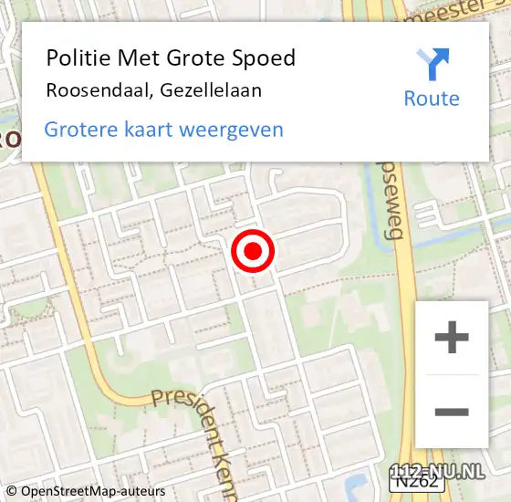 Locatie op kaart van de 112 melding: Politie Met Grote Spoed Naar Roosendaal, Gezellelaan op 12 oktober 2022 19:09