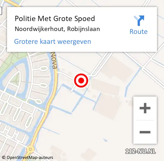 Locatie op kaart van de 112 melding: Politie Met Grote Spoed Naar Noordwijkerhout, Robijnslaan op 12 oktober 2022 19:14