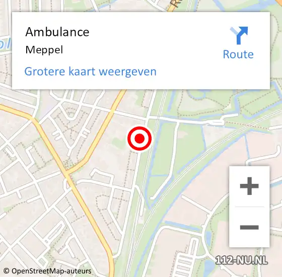 Locatie op kaart van de 112 melding: Ambulance Meppel op 12 oktober 2022 19:19