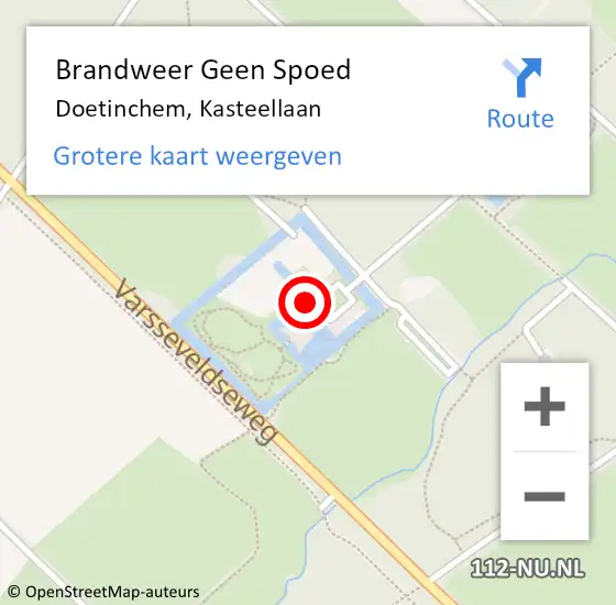 Locatie op kaart van de 112 melding: Brandweer Geen Spoed Naar Doetinchem, Kasteellaan op 12 oktober 2022 19:42