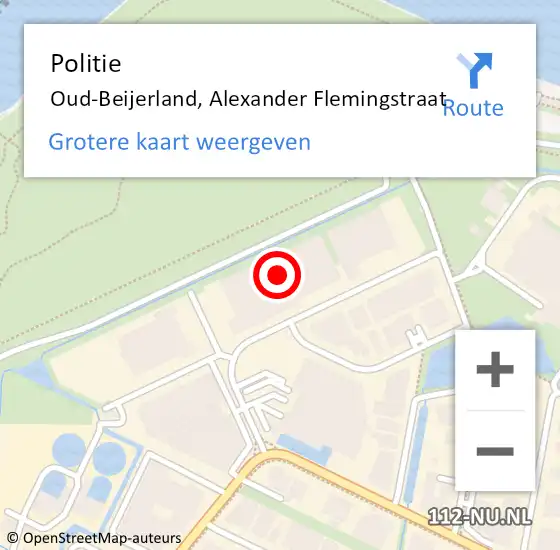 Locatie op kaart van de 112 melding: Politie Oud-Beijerland, Alexander Flemingstraat op 12 oktober 2022 19:58