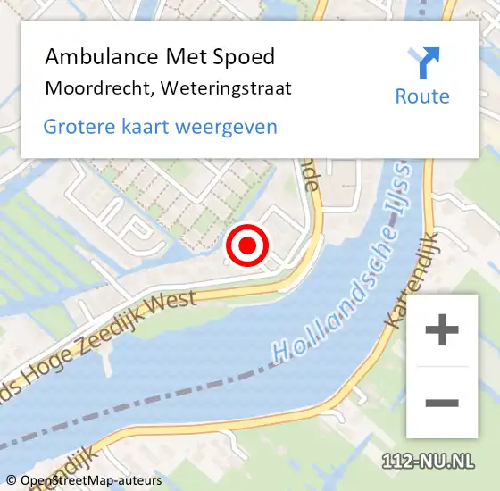 Locatie op kaart van de 112 melding: Ambulance Met Spoed Naar Moordrecht, Weteringstraat op 12 oktober 2022 20:11