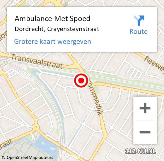 Locatie op kaart van de 112 melding: Ambulance Met Spoed Naar Dordrecht, Crayensteynstraat op 12 oktober 2022 20:19