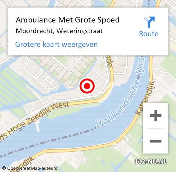 Locatie op kaart van de 112 melding: Ambulance Met Grote Spoed Naar Moordrecht, Weteringstraat op 12 oktober 2022 20:25