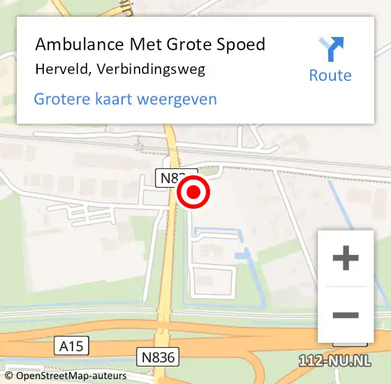 Locatie op kaart van de 112 melding: Ambulance Met Grote Spoed Naar Herveld, Verbindingsweg op 12 oktober 2022 20:45